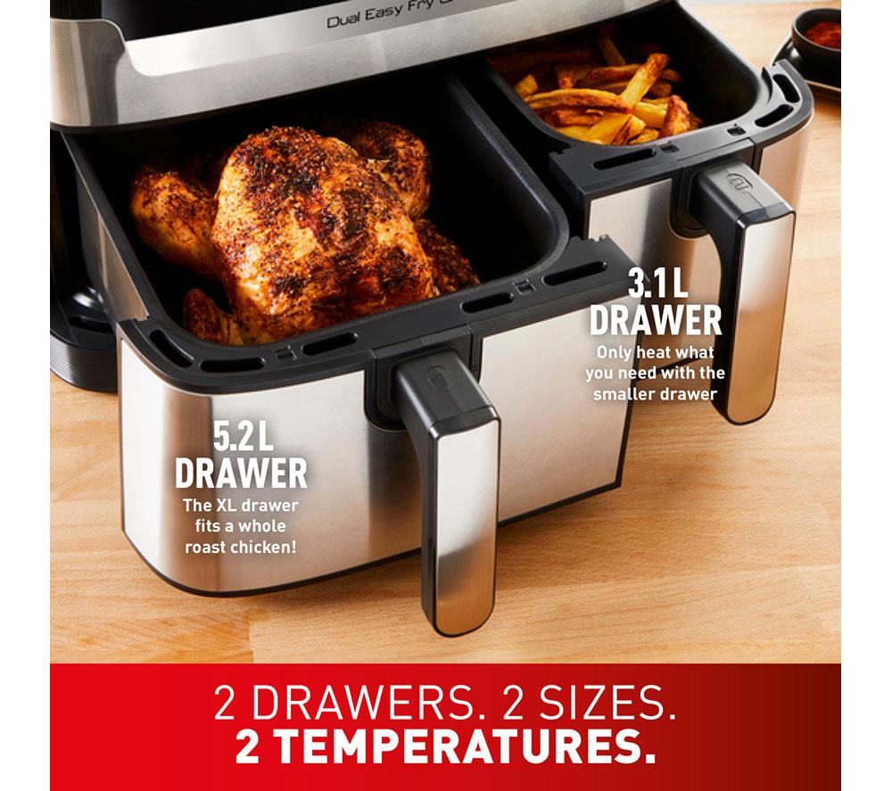 TEFAL Dual Easy Fry & Grill Air Fryer 8.3 L Stainless Steel EY905D40