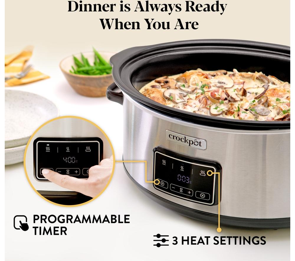 CROCK-POT Sizzle & Stew CSC112 6.5L Slow Cooker - Stainless Steel image number 2 of 7