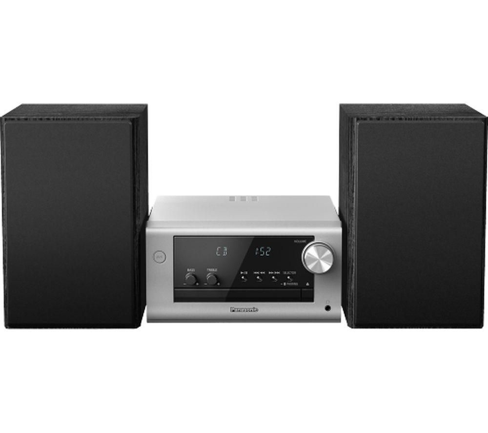 Panasonic SC-PM702EB-S Neat Micro Hi-Fi Compact Stereo System with CD, DAB+/FM Radio, USB and Bluetooth, 80W Speakers, Bass Control, Silver.