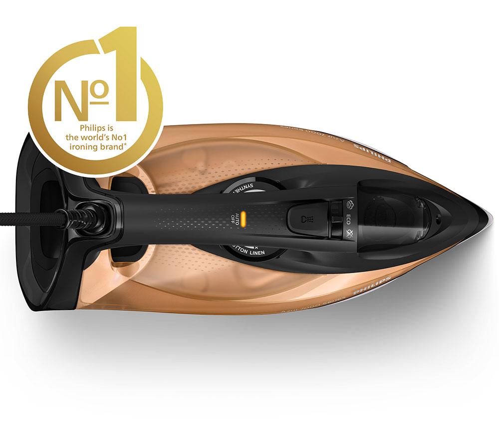 PHILIPS 7000 Series HV SteamGlide Elite DST7040/80 Steam Iron - Black & Gold image number 2 of 10