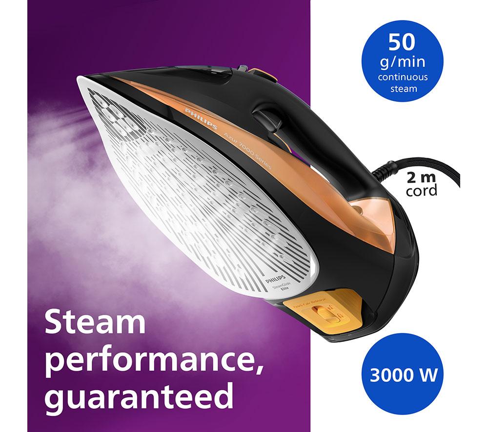 PHILIPS 7000 Series HV SteamGlide Elite DST7040/80 Steam Iron - Black & Gold image number 3 of 10