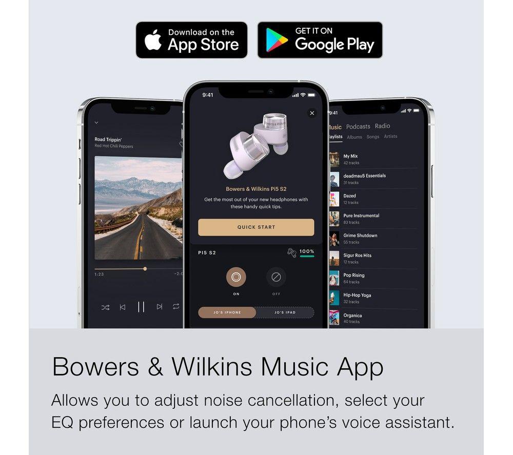 BOWERS&WILKINS Pi5 S2 Wireless Bluetooth Noise-Cancelling Earbuds - Cloud Grey - image 10