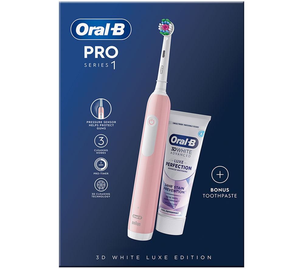 ORAL B Pro 1 Cross Action Electric Toothbrush with TootHPaste, Pink