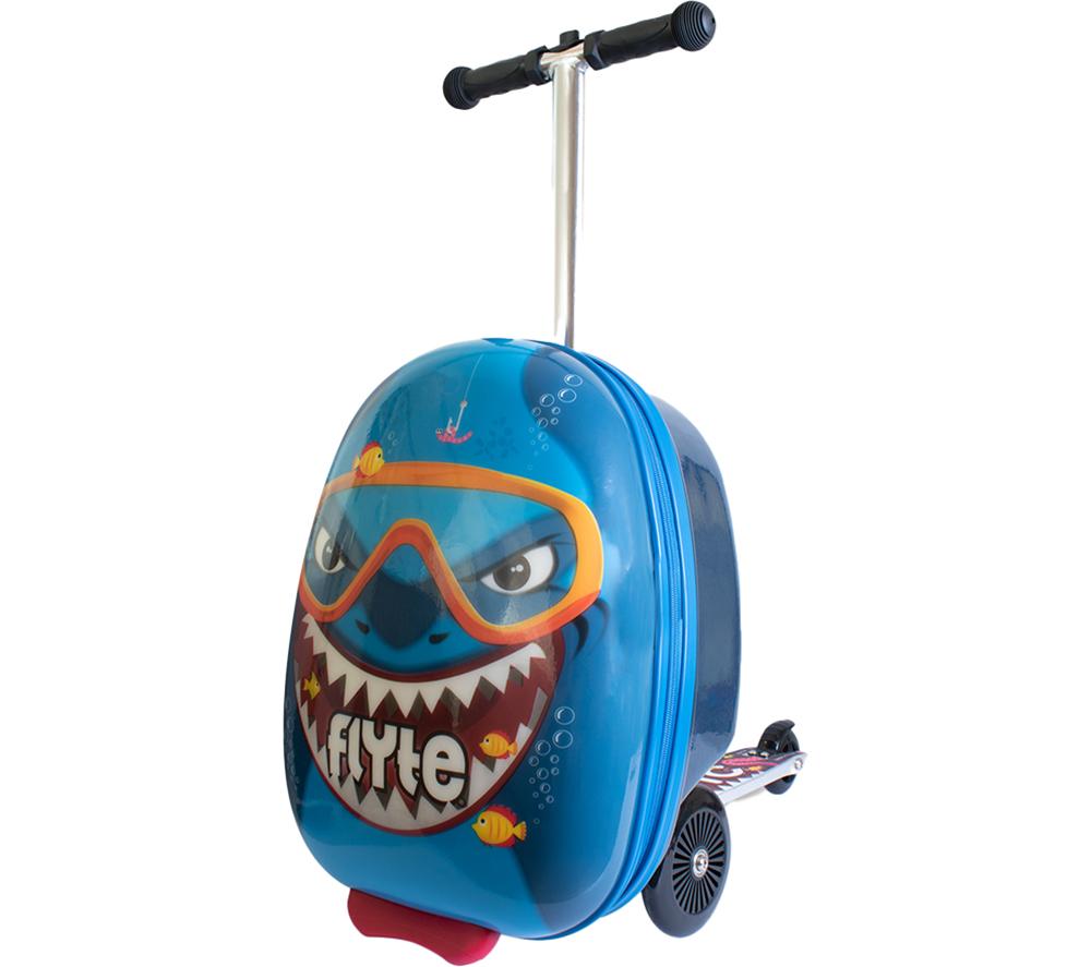 FLYTE Midi 18 Suitcase Kick Scooter - Stormy the Shark, Patterned,Red,Orange,Blue