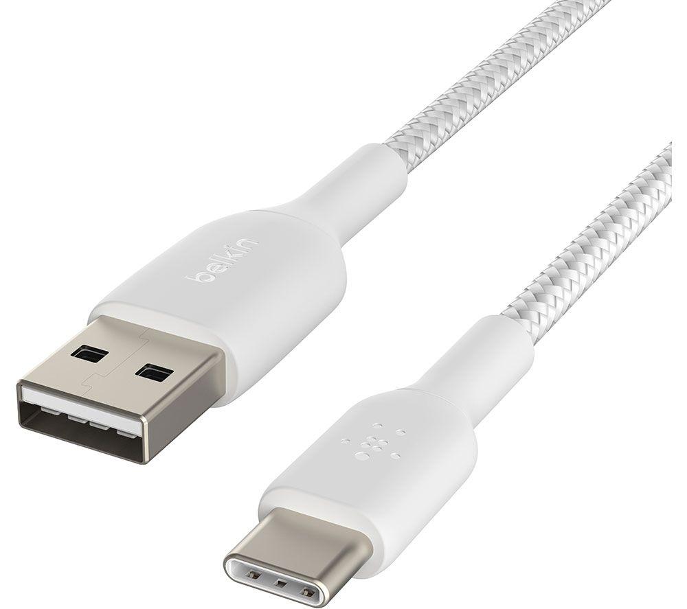 BELKIN Braided USB Type-C to USB Type-A Cable - 3 m, White image number 2 of 4