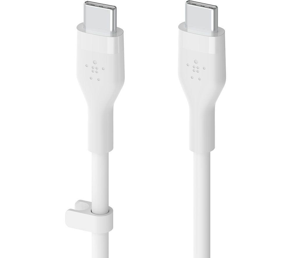 Belkin BoostCharge Flex silicone USB C charger cable, USB-IF certified USB C to USB type C charging cable for iPhone 15, Samsung Galaxy S24, iPad, MacBook, Note, Pixel, more - 1m, 2pack, black/white