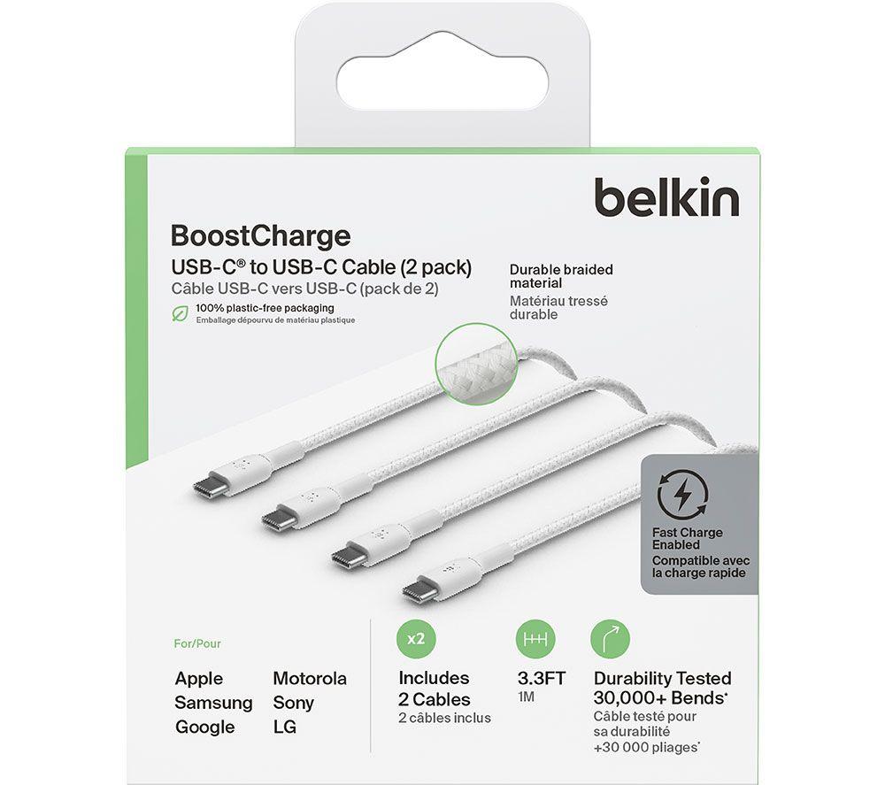 BELKIN Braided to USB Type-C Cable - 1 m, White, Pack of 2 image number 5 of 5