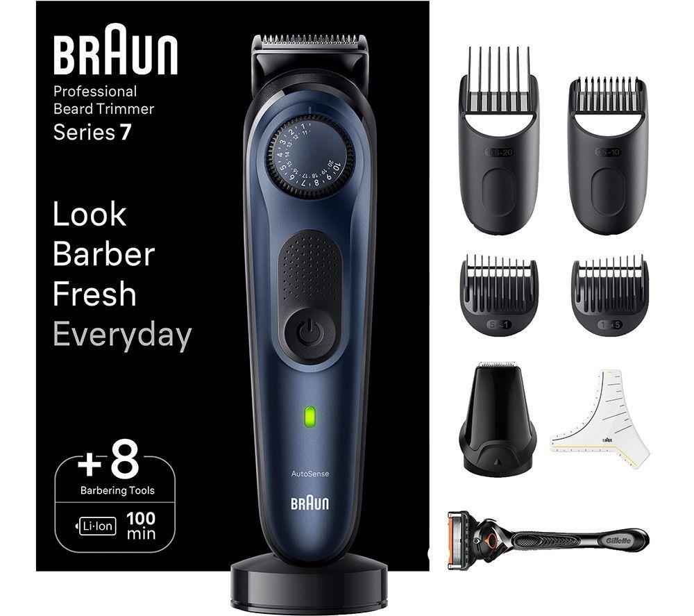 BRAUN Pro Beard Trimmer 7 BT7421 Wet & Dry Beard Trimmer - Black & Blue