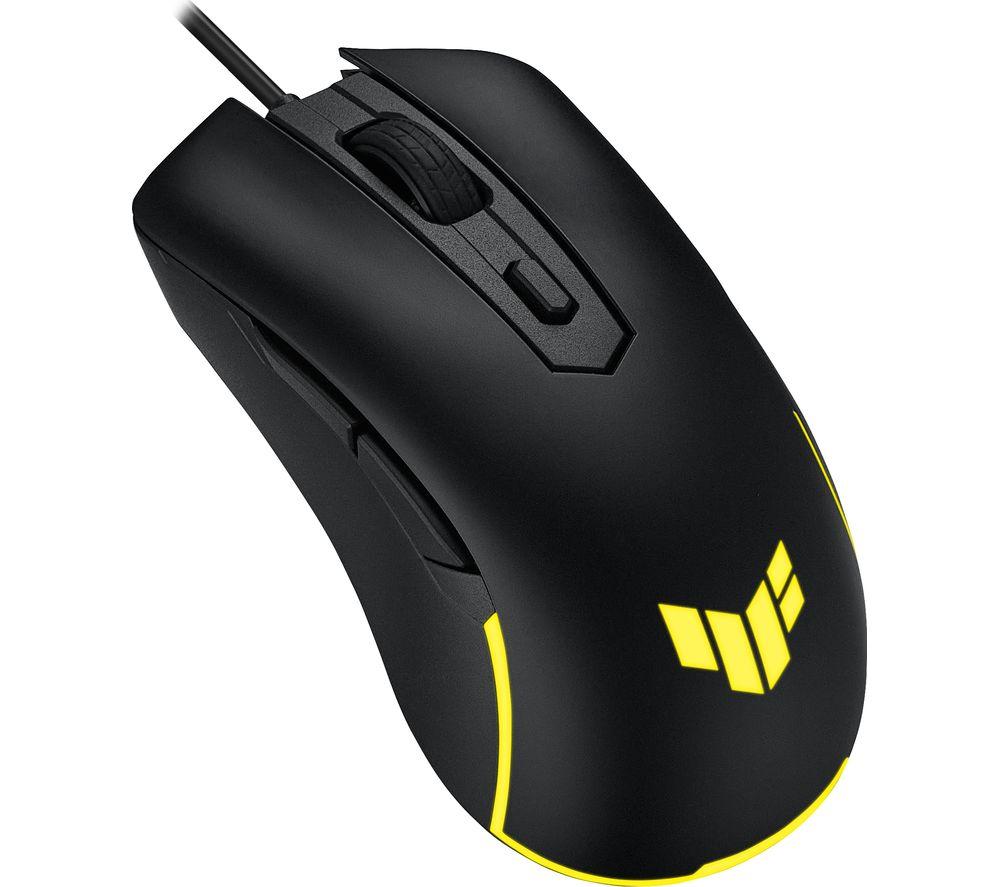 ASUS TUF Gaming M3 ergonomic wired RGB gaming mouse with 7000-dpi sensor, lightweight build, durable coating, heavy-duty switches, seven programmable buttons and Aura Sync
