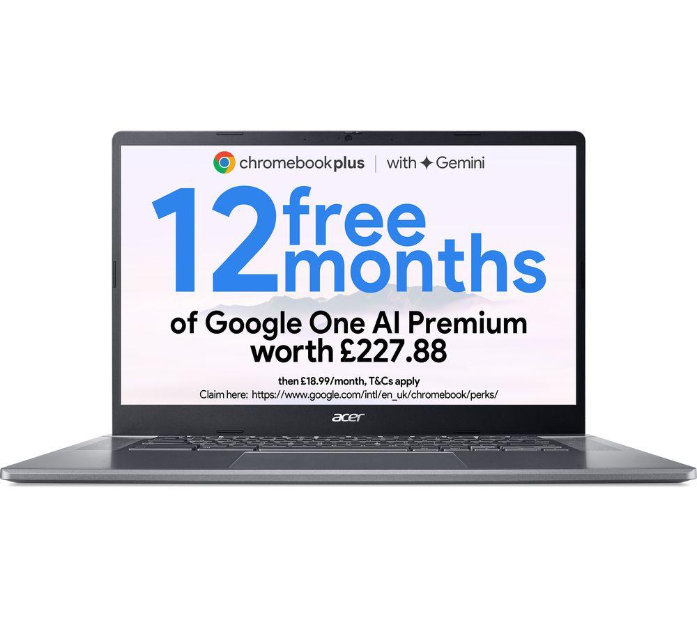 ACER 515 15.6 Chromebook Plus - IntelCore? i3, 256 GB SSD, Grey, Silver/Grey