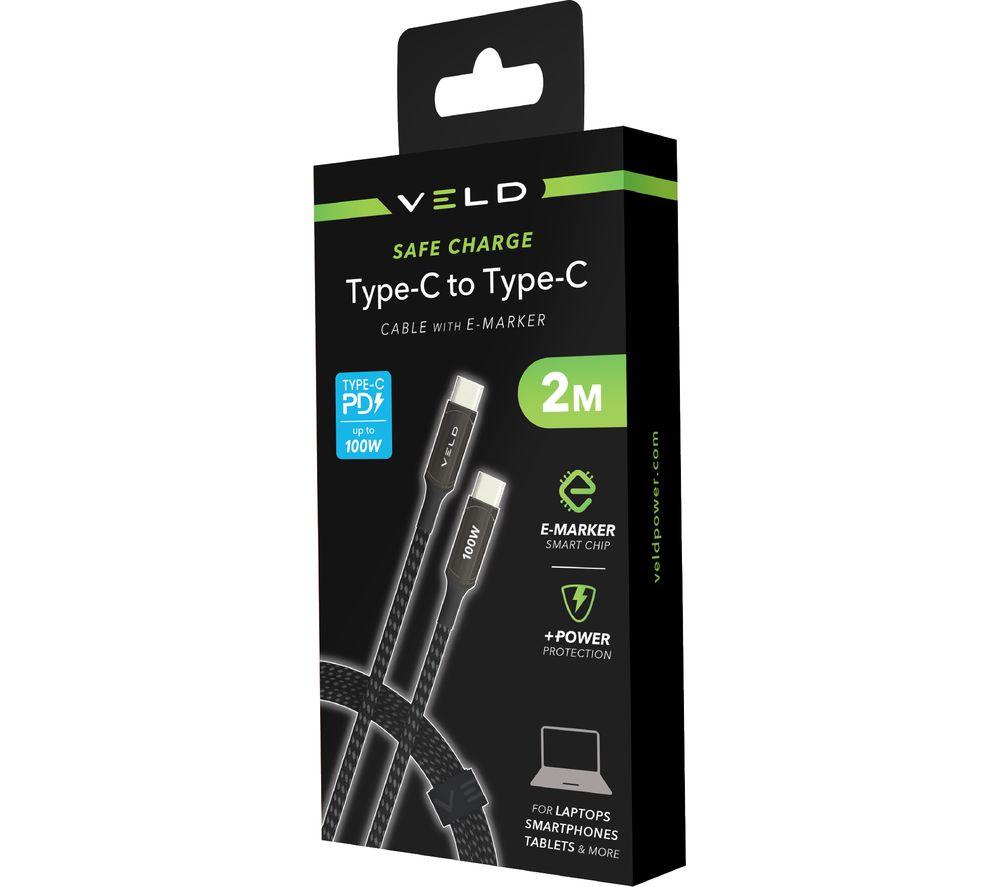 VELD VCC2E Braided Super Fast USB Type-C Cable - 2 m, Black image number 4 of 4