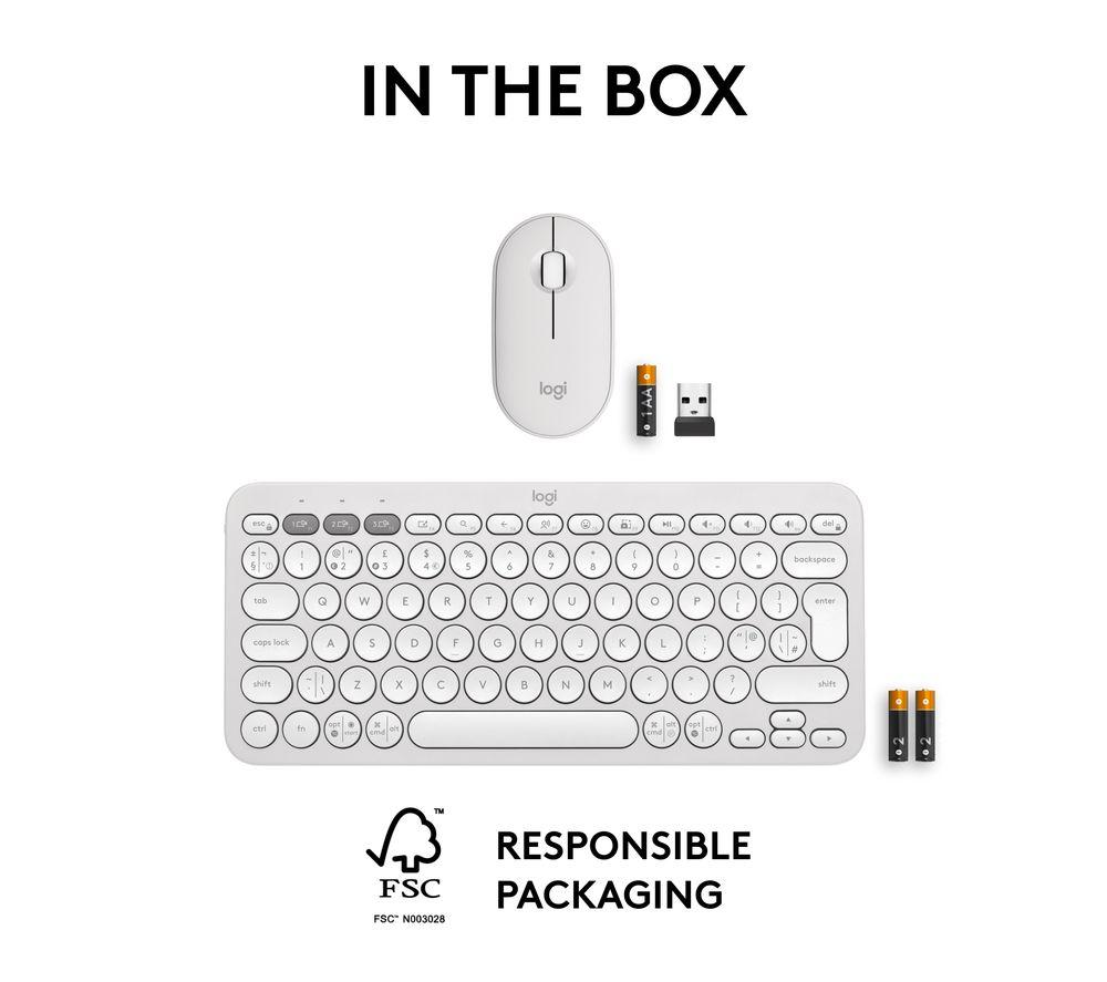 LOGITECH Pebble 2 MK380 Wireless Keyboard & Mouse Set - Offwhite image number 10 of 11