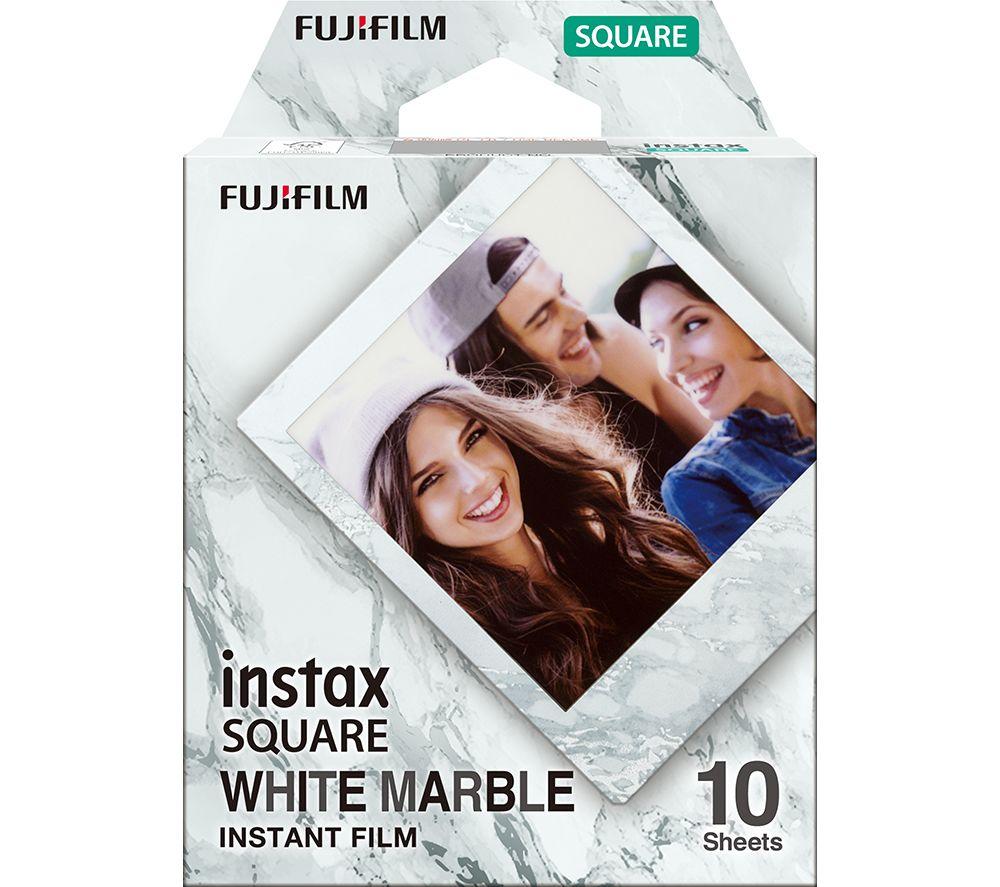 INSTAX Square White Marble Camera Film - 10 Shot Pack, Black,White
