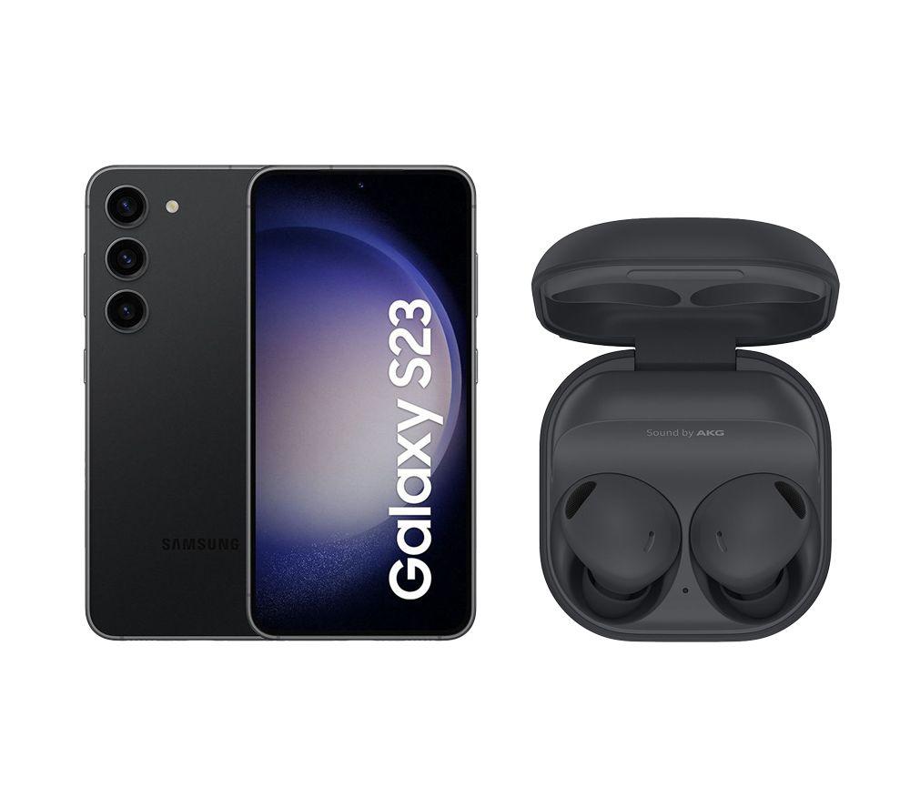 Samsung Galaxy S23 (128 GB, Black) & Galaxy Buds2 Pro Wireless Bluetooth Noise-Cancelling Earbuds Bundle, Black