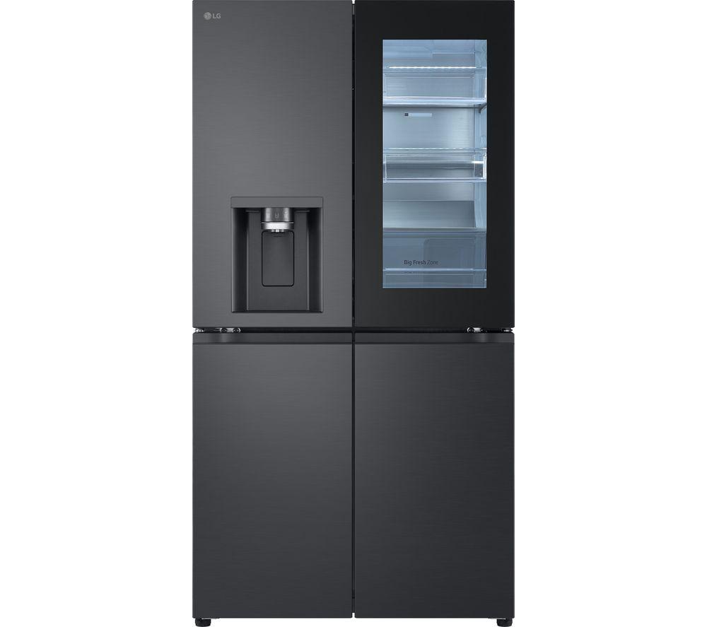 LG InstaView™ GMG960EVJE Wifi Connected Plumbed Frost Free American Fridge Freezer – Matte Black – E Rated