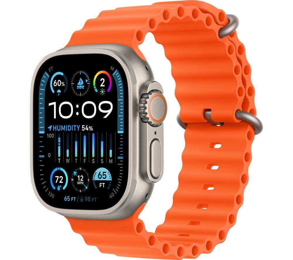 APPLE Watch Ultra 2 Cellular - 49 mm Titanium Case with Orange Ocean Band OrangeSilverGrey