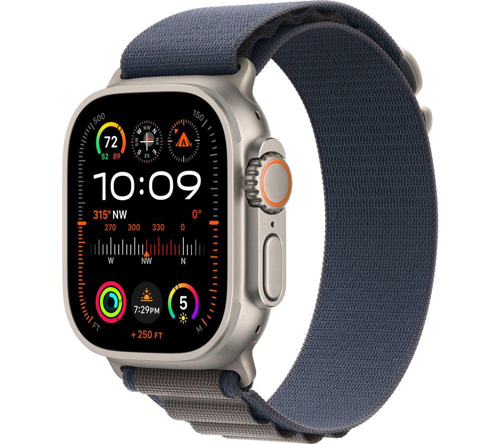 APPLE Watch Ultra 2 Cellular - 49 mm Titanium Case with Blue Alpine Loop, Small, Silver/Grey,Blue