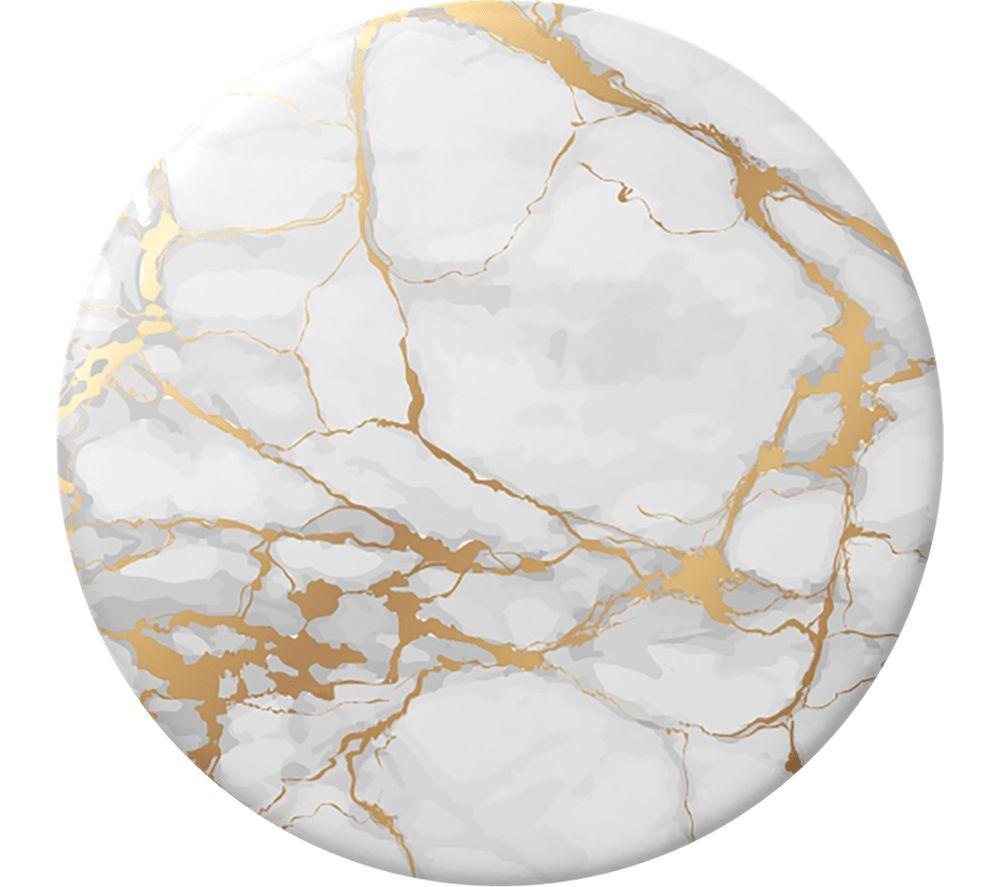 POPSOCKETS PopGrip Swappable Phone Grip - Gold Lutz Marble, White,Gold