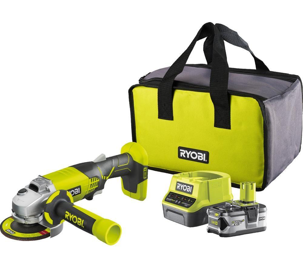 RYOBI One Starter Kit R18AG-140S Cordless Angle Grinder Kit with 1 Battery - Yellow & Black