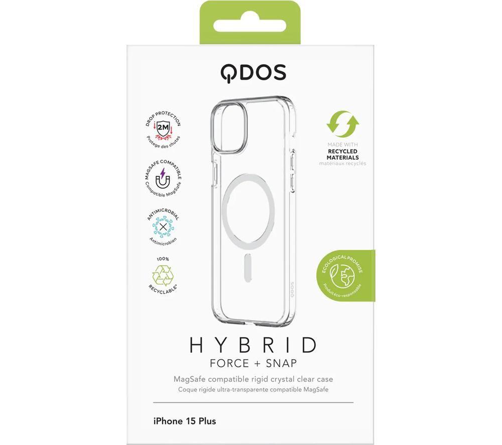 QDOS HYBRID FORCE + SNAP MagSafe iPhone 15 Plus Case - Clear image number 7 of 8
