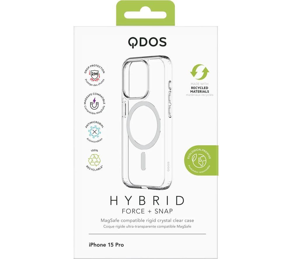 QDOS Hybrid Force + Snap iPhone 15 Pro Case with MagSafe - Clear image number 7 of 8