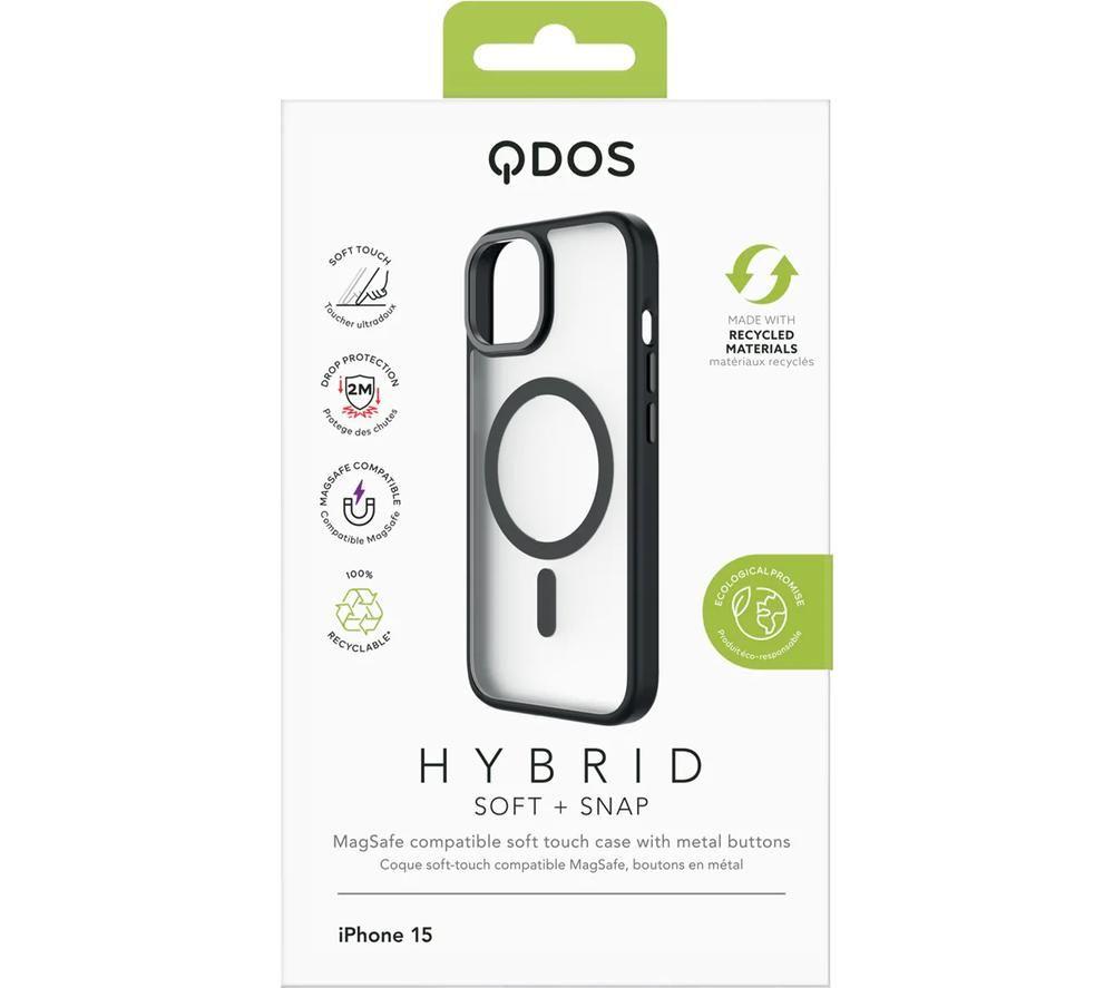 QDOS HYBRID SOFT + SNAP MagSafe iPhone 15 Case - Clear & Black image number 7 of 9