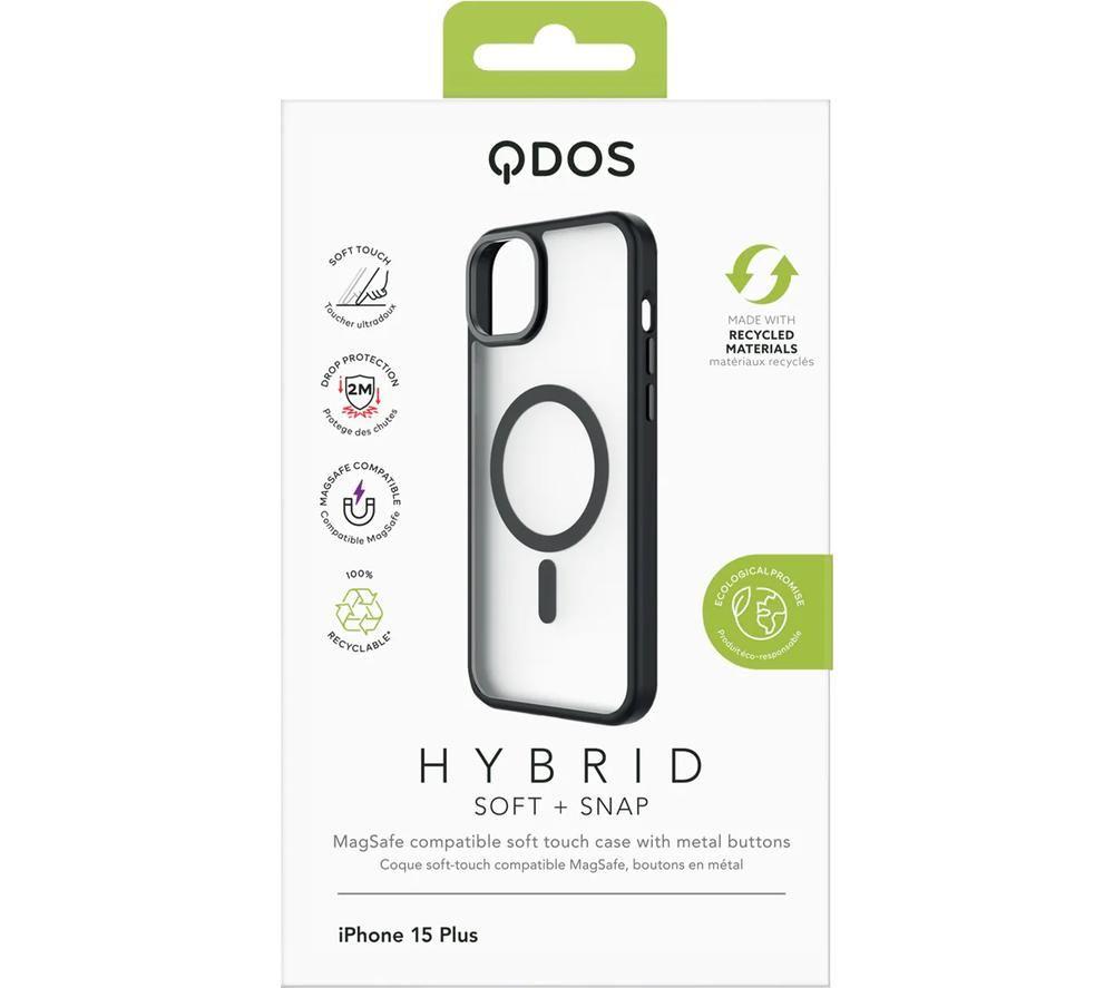 QDOS HYBRID SOFT + SNAP MagSafe iPhone 15 Plus Case - Clear & Black image number 7 of 9