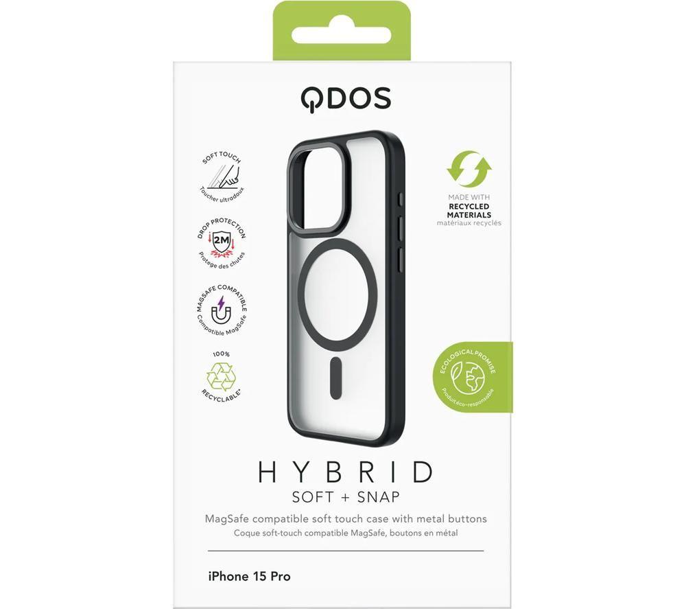 QDOS Hybrid Soft + Snap iPhone 15 Pro Case - Clear & Black image number 7 of 9