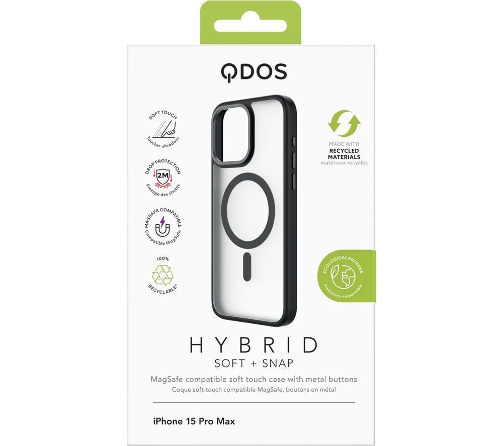 QDOS HYBRID SOFT + SNAP MagSafe iPhone 15 Pro Max Case - Clear & Black image number 7 of 9