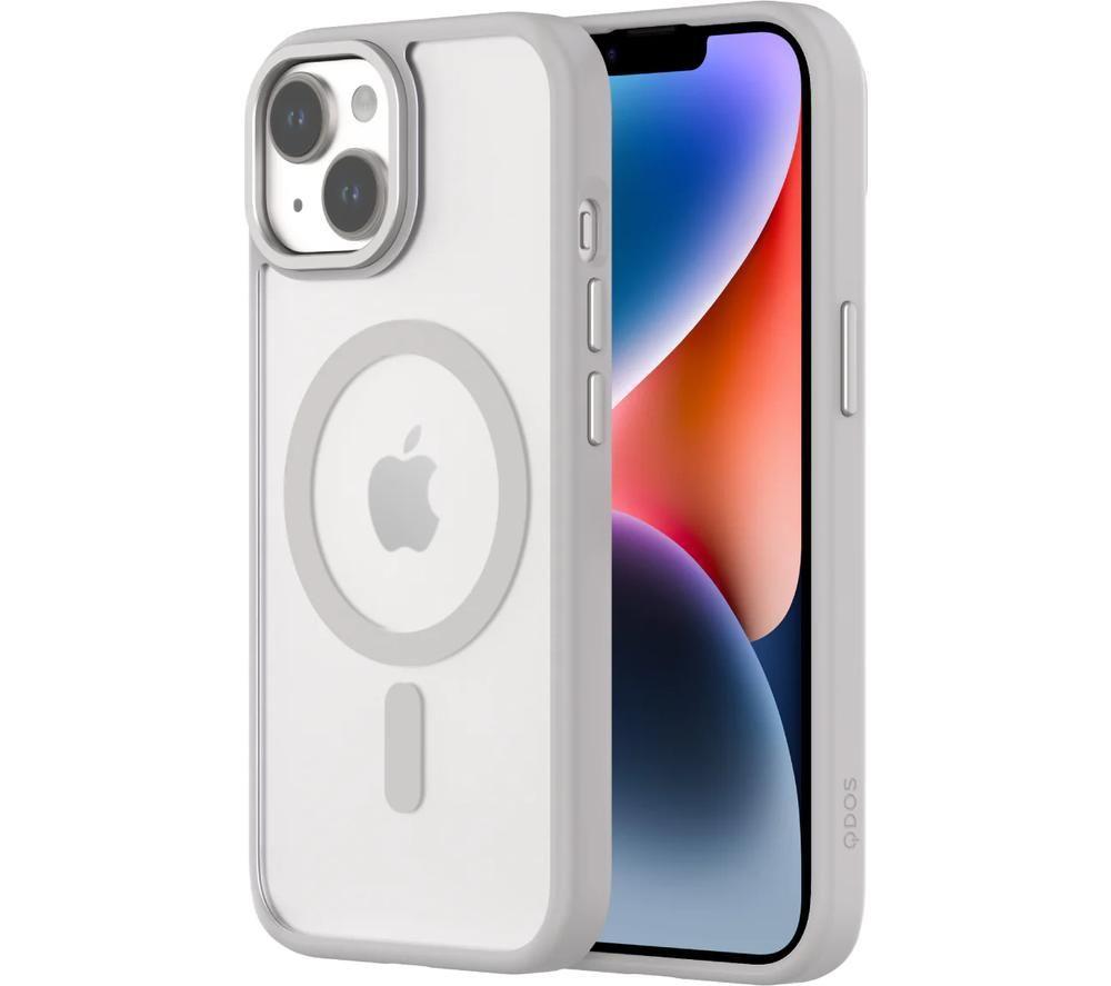 QDOS HYBRID SOFT + SNAP MagSafe iPhone 15 Case - Clear & Grey image number 4 of 9