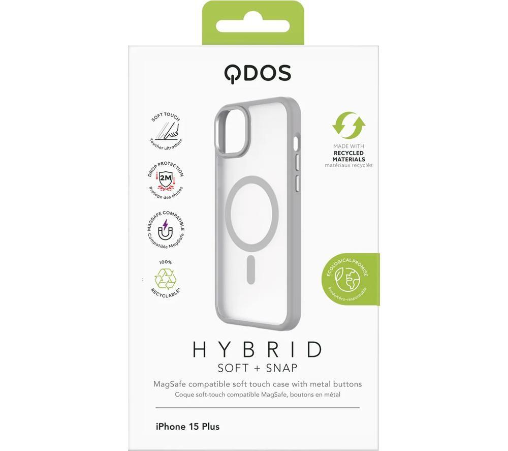 QDOS HYBRID SOFT + SNAP MagSafe iPhone 15 Plus Case - Clear & Grey image number 7 of 7