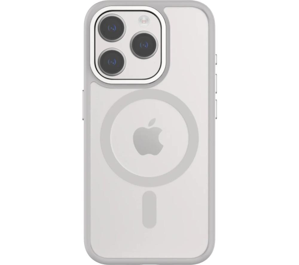 QDOS Hybrid Soft  Snap iPhone 15 Pro Case - Clear & Grey, Clear,Silver/Grey