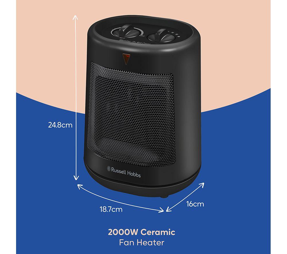 RUSSELL HOBBS RHFH1008B Portable Hot & Cool Ceramic Fan Heater - Black image number 3 of 12
