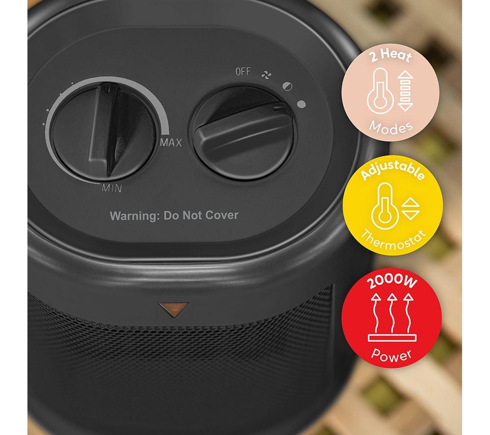 RUSSELL HOBBS RHFH1008B Portable Hot & Cool Ceramic Fan Heater - Black image number 7 of 12