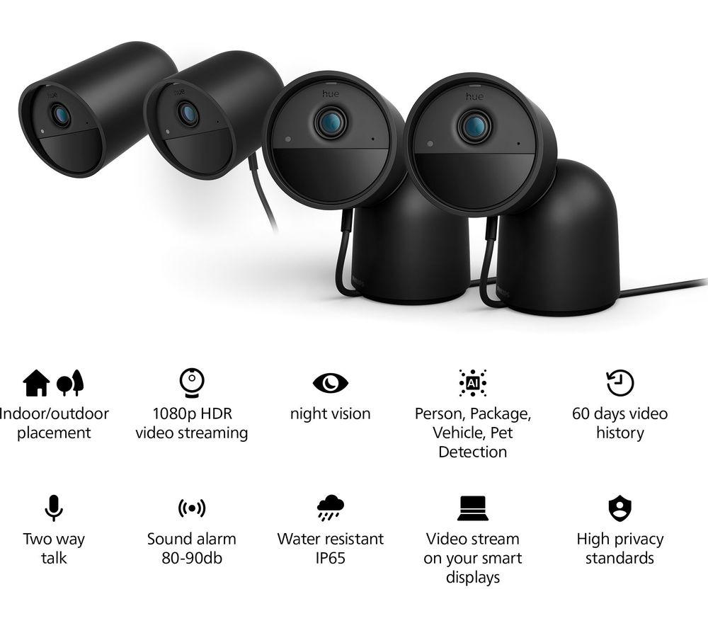 PHILIPS HUE Wired Security Desktop Full HD 1080p WiFi Security Camera - Black image number 4 of 11