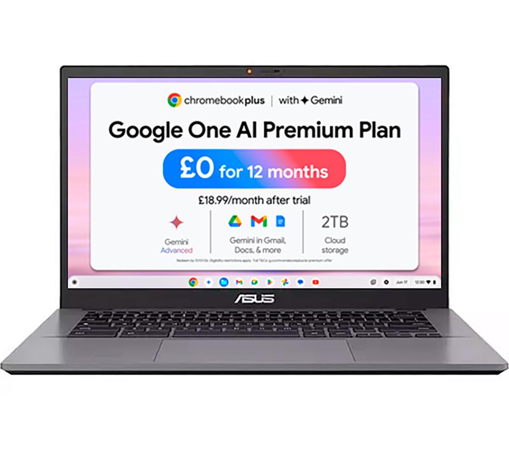 ASUS CX34 14 Chromebook Plus - IntelCore? i3, 256 GB UFS, Grey, Silver/Grey