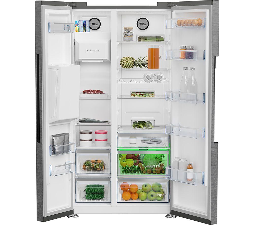 BEKO Pro ASP352VPX American-Style Fridge Freezer - Brushed Steel image number 2 of 10