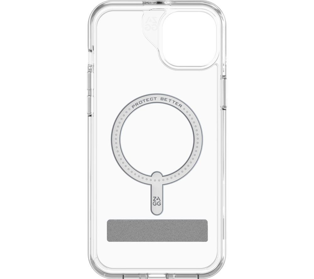 ZAGG Crystal Palace Snap iPhone 15 Plus Clear Phone Case w/Built-in Kickstand - Drop Protection (13ft/4m), Durable Graphene, Anti-Yellowing, and Scratch-Resistant MagSafe Phone Case