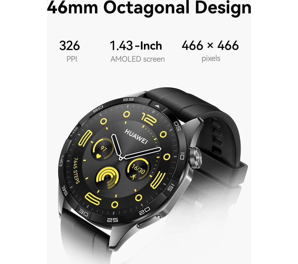 HUAWEI Watch GT 4 - Black, Rubber Strap, 46 mm image number 2 of 7