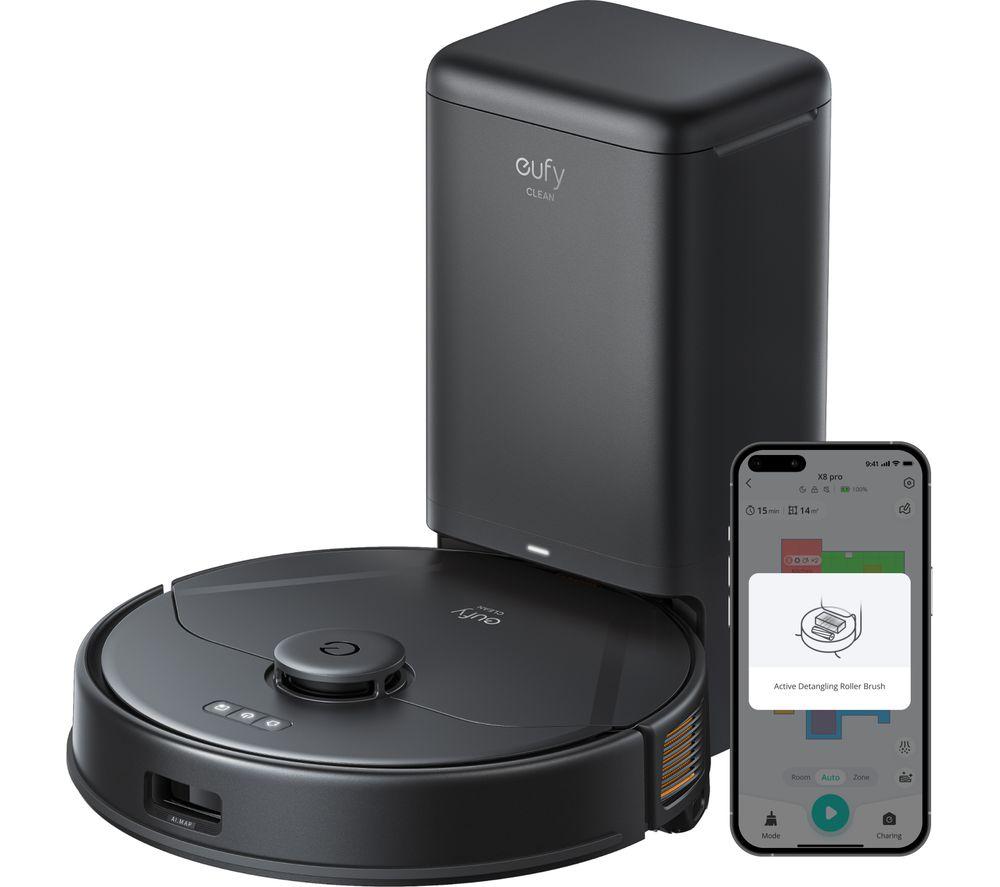EUFY Clean X8 Pro Robot Vacuum Cleaner with Self-Empty Station - Black