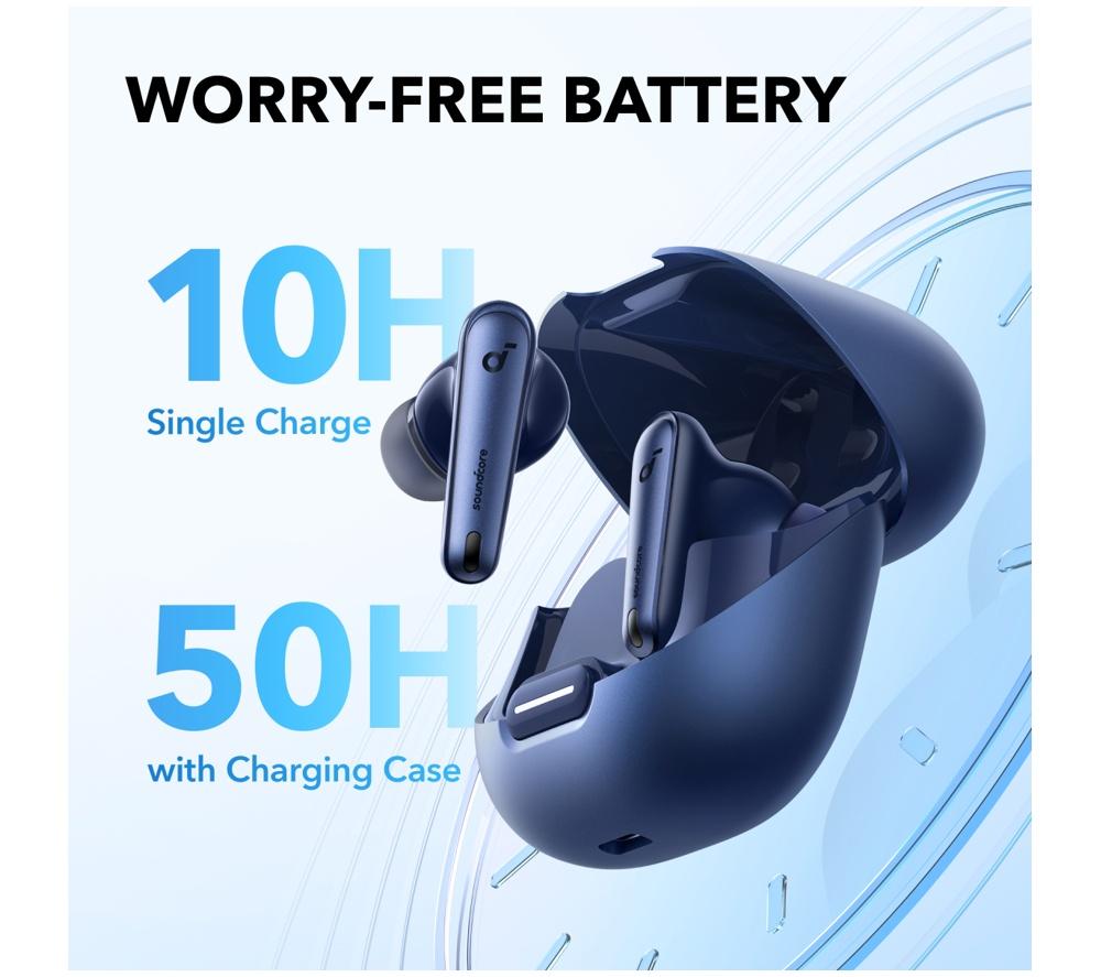 SOUNDCORE Liberty 4 Wireless Bluetooth Noise-Cancelling Earbuds - Navy Blue image number 6 of 10