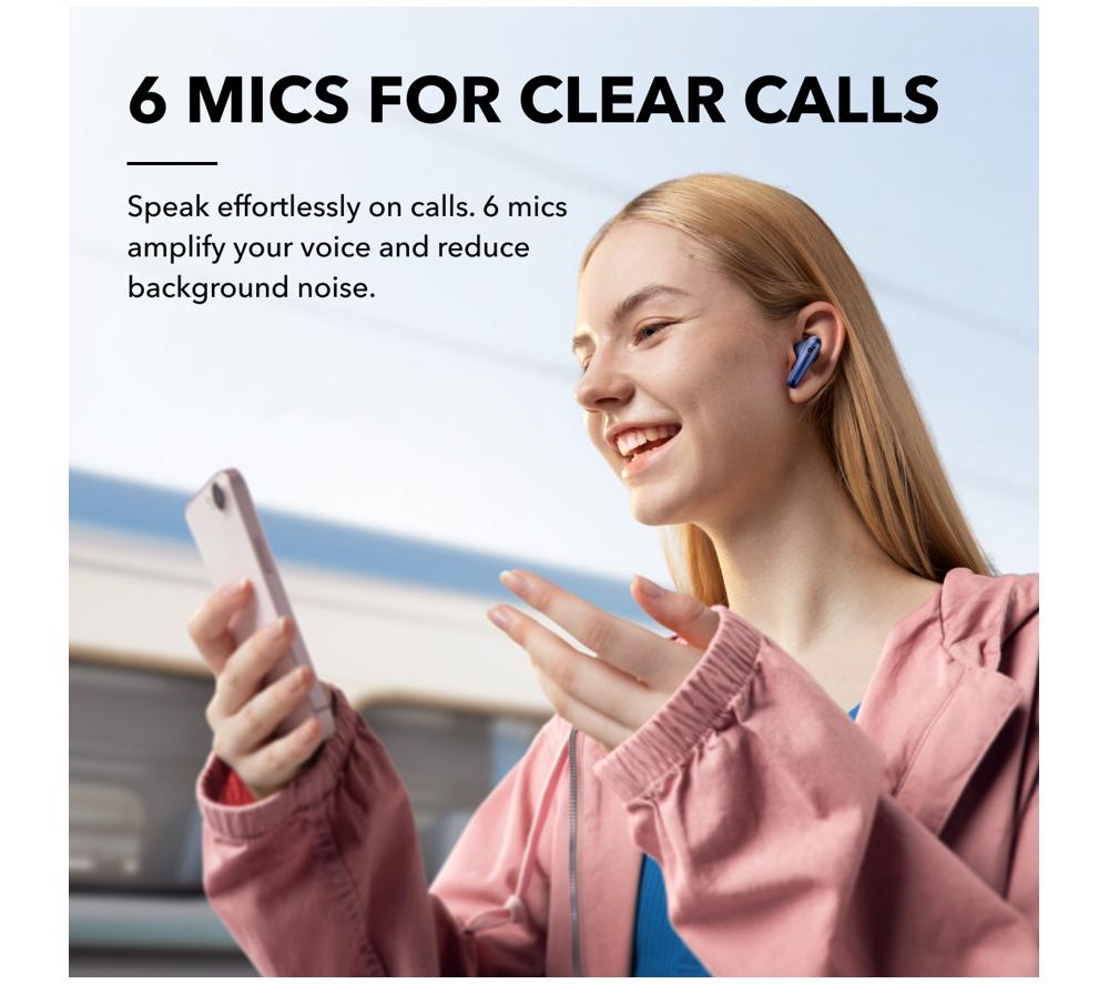 SOUNDCORE Liberty 4 Wireless Bluetooth Noise-Cancelling Earbuds - Navy Blue image number 8 of 10