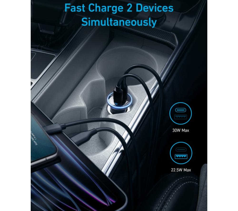 ANKER 2-Port 52.5W USB Type-C Car Charger - Black image number 4 of 7
