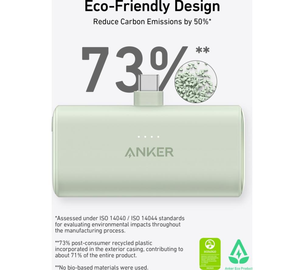 ANKER 5000 mAh 22.5 W Foldable USB Type-C Portable Power Bank - White image number 6 of 7