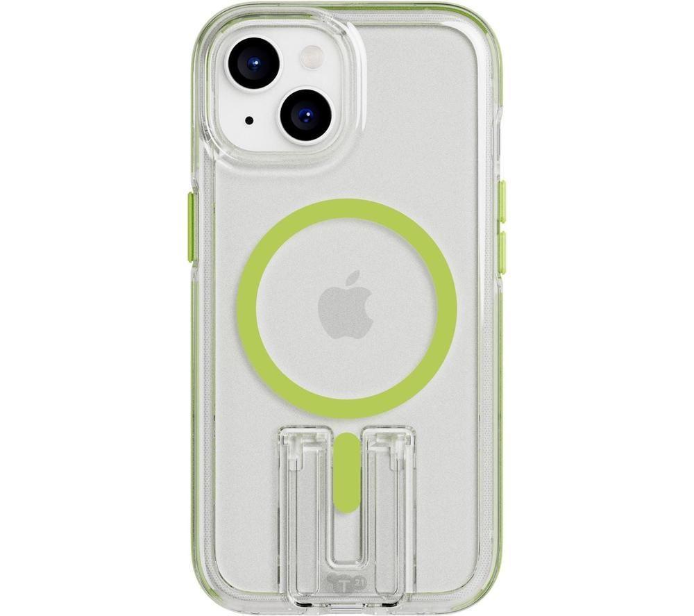 Tech21 Evo Crystal Kick Iphone 15 Case With Magsafe - Clear & Lime, Green,Clear