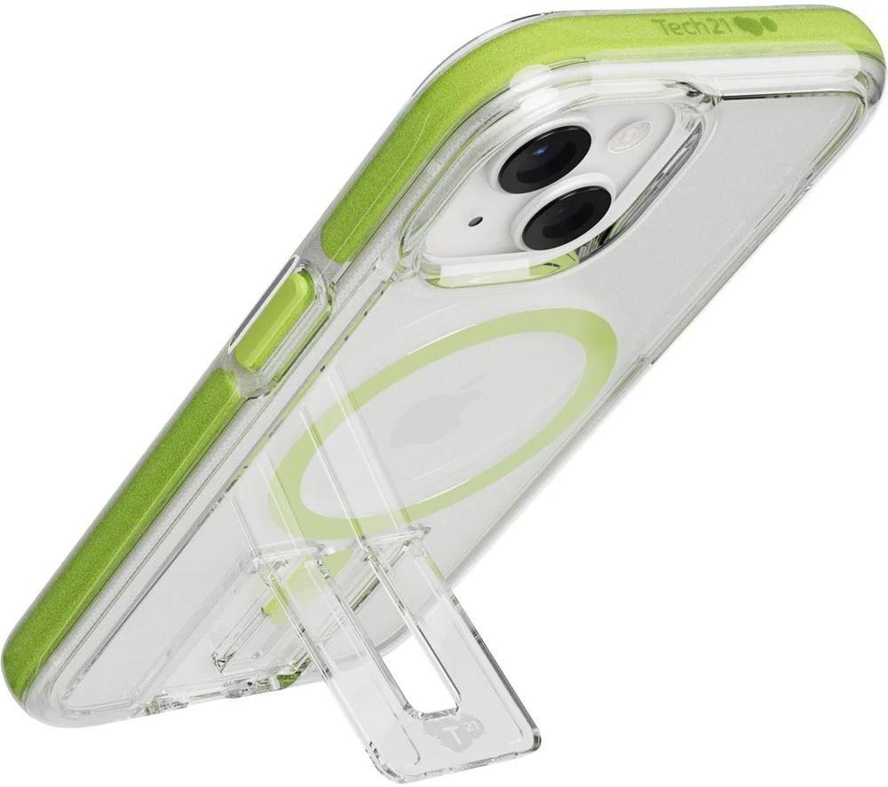 TECH21 Evo Crystal Kick iPhone 15 Case with MagSafe - Clear & Lime image number 4 of 7
