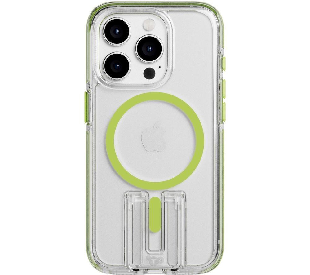 Tech21 Evo Crystal Kick Iphone 15 Pro Case With Magsafe - Clear & Lime, Green,Clear