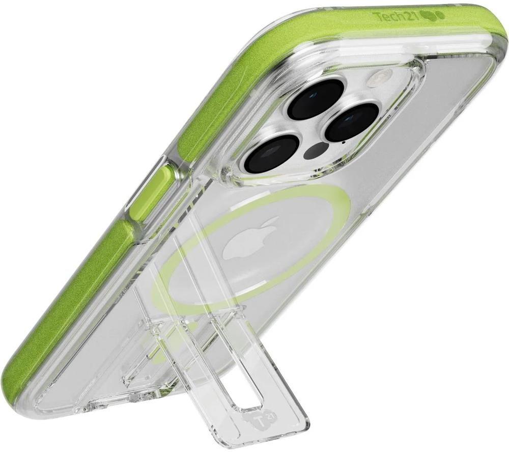 TECH21 Evo Crystal Kick iPhone 15 Pro Case with MagSafe - Clear & Lime image number 4 of 7