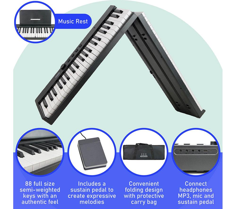 AXUS AXF12 Folding Digital Piano - Black image number 2 of 6