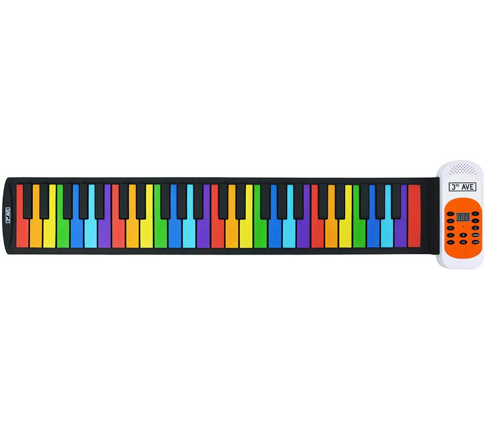 3Rd Avenue 49-Key Soft-Touch Piano Roll-Up Keyboard - Rainbow, Patterned
